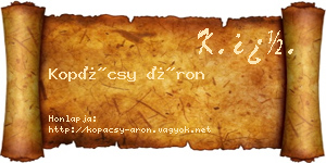 Kopácsy Áron névjegykártya