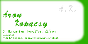 aron kopacsy business card